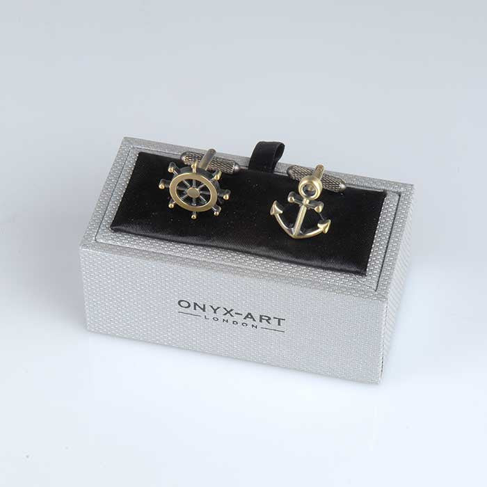 Anchor and wheel cufflinks