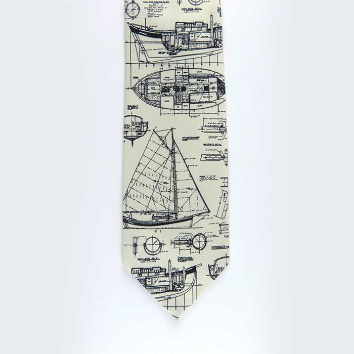 Cream Ships Sketch Tie