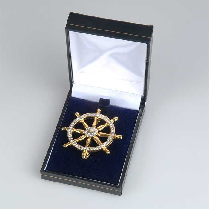 Gold Ships Wheel Brooch