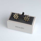 Gold Ships Wheel Cufflinks