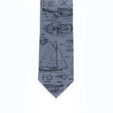 Grey Ships Sketch Tie